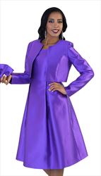 4637-P ( 2pc Womens Silk Look Sunday Dress With Detachable Bow On Jacket )