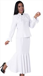 4601-WH-IH-IM ( 2pc Skirt Set With Ruffled Collar And Mermaid Skirt )