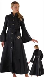 4732-BG ( 1pc Silk Button Front Church Robe With Sash-Tie Belt And Jewel Brooch