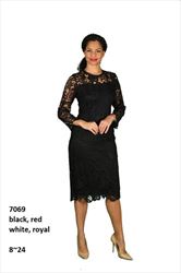 Diana 7069- Womens Long Sleeve Lace Dress