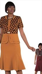 2pc Exclusive Dress Suit in Linked Triangle Print With Rhinestone Buckle