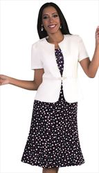 2pc Exclusive Sunday Dress In Polka Dot Print With Rhinestone