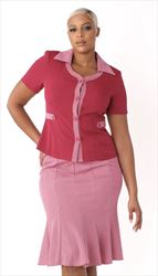 2pc Exclusive Church Dress With Four Button Closure And Waist Button Details - Pink