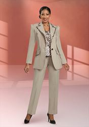 Ben Marc Executive 11970- Sand/Print - Business Womens Pant Suit