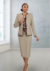 Ben Marc Executive 11971- Caramel/Print Patterned Cami and Jacket Trim