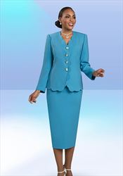 Ben Marc Executive 11978 - Turquoise -  Four Button Front Skirt Suit