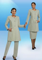 Ben Marc Executive 11981 - Sage -  Weekender Pant / Skirt / Jacket Ensemble With Long Jacket
