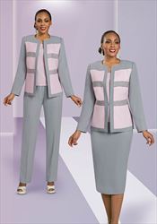 Ben Marc Executive 11984 -Silver/Pink -  4 PC Wardrober Set With Contrast Panels