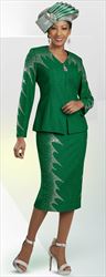 Ben Marc 48452 - Kelly - Knit Rhinestone Embellished Skirt Suit