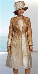 Ben Marc 48459 - Gold - Dress and Duster Jacket With Metallic Painterly Style Texture