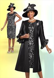 Ben Marc 48465 - Black/Silver - Dress and Ruffle Cuff Duster Jacket