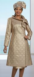 Ben Marc 48472 - Gold Multi - Greco Patterened Duster With Dress