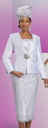 Ben Marc 48475 - White - Lace Detail Suit with Silky Twill Jacket