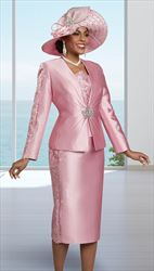 Ben Marc 48479 - Dusty Pink - Embellished Silk Twill Suit with Rhinestone Detailing