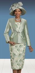 Ben Marc 48480 - Sage - Floral Texture Skirt and Cami with Silky Twill Jacket