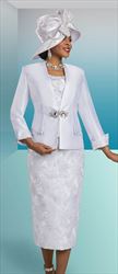 Ben Marc 48480 - White - Floral Texture Skirt and Cami with Silky Twill Jacket