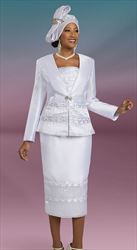 Ben Marc 48481 - White - Womens Church Suit with Mini Pleats