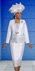 Ben Marc 48482 - White - Embellished Womens Church Suit