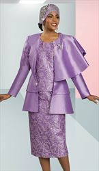 Ben Marc 48497 - Lavander- Embellished Floral Design Shoulder Cape Suit