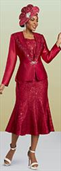  Ben Marc 48470 - Red - Lace & Jewel Trim Three Piece Suit