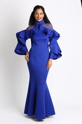 Diana 8345 - Mermaid Dress With Ruffle Sleeve Detail