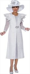 DCC - DCC4102 - White - Womens Duster Style Dress Suit With Layered Shoulder Ruffles
