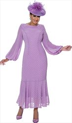 DCC - DCC4131 - Lilac Texture Dot Dress with Balloon Sleeves