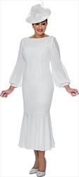DCC - DCC4131 - White Texture Dot Dress with Balloon Sleeves