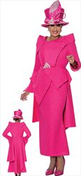 DCC - DCC4212 - Hot Pink - Layered Asymmetrical Panel Design with Waistcape Styling