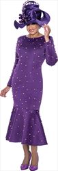 DCC - DCC4241 - Purple Pearled Long Sleeve Mermaid Dress