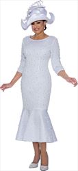 DCC - DCC4241 - White Pearled Long Sleeve Mermaid Dress