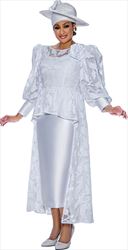DCC - DCC4302 - White Lace Peplum and Waist Cape Styled Church Dress