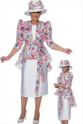 DCC - DCC4322 - Multi Colored Floral High Low Peplum Top and Skirt
