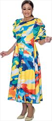 DCC - DCC4381 - Multi Color Patterned Maxi Dress with Puff Sleeves
