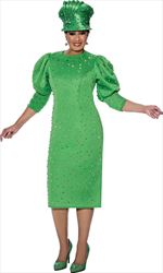 DCC - DCC4391 - Green Studded Dress with Puff Sleeves