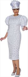 DCC - DCC4391 - White Studded Dress with Puff Sleeves