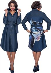 Devine Sport Soft Stretch Denim Dress with Back Graphic Print 63841