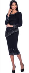 Devine Sport DS63412 - Soft Stretch Denim Skirt Suit with Embellishments