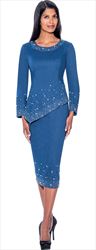 Devine Sport DS63412 - Soft Stretch Denim Skirt Suit with Embellishments