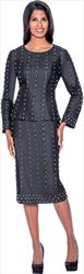 Devine Sport DS63672 - Soft Stretch Denim Skirt Suit With Metallic Pearling