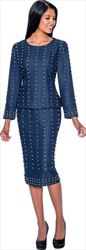 Devine Sport DS63672 - Soft Stretch Denim Skirt Suit With Metallic Pearling