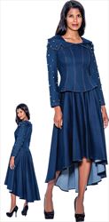 Devine Sport DS63702 - Soft Stretch Denim Skirt Suit With Embellishments