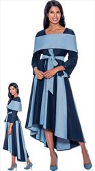 Devine Sport DS63712 - Soft Stretch Denim Skirt Suit With Two Tone Styling
