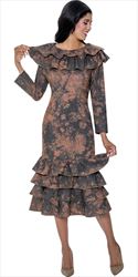 Devine Sport 800201 - Brown - Watercolor Print Ruffle Dress