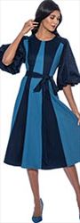 Devine Sport DS63161 Soft Stretch Denim Two Tone Front and Solid Back Dress with Puff Sleeves