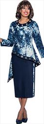 Devine Sport DS63332 - Soft Stretch Print Denim Suit with Asymmetric Top and Grommets
