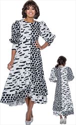 Devine Sport DS63351 - Soft Stretch Print Denim Dress with Bishop Sleeves