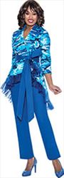 Devine Sport DS63372 - Soft Stretch Camo Print Denim Pant Set with Organza Trim and Sash