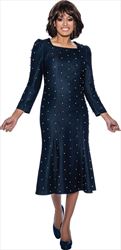 Devine Sport DS63391 - Soft Stretch Denim Dress with Gold and Silver Embellishments