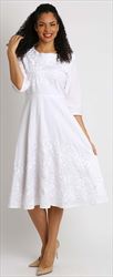 Diana 8219 - Ladies A-Line Linen Dress With Floral Embroidery Design